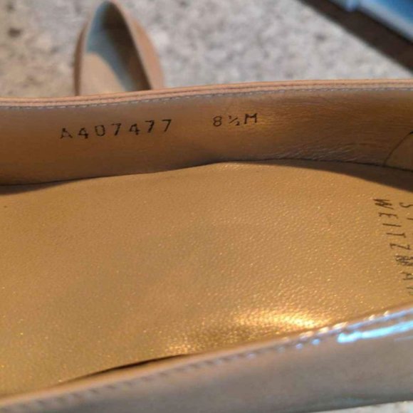 Stuart Weitzman 8.5 nude patent leather platform round toe high heel pumps - Picture 3 of 8